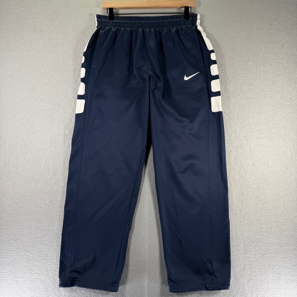 Nike Therma Fit Basketball Pants Mens Large Navy Blue White Stripe - Picture 1 of 16